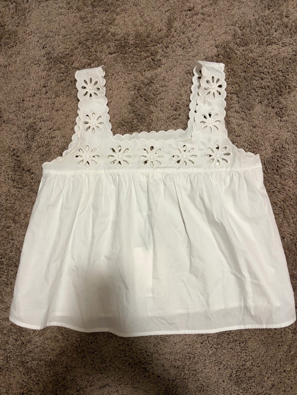 White Eyelet Square-Neck Tank Top Set